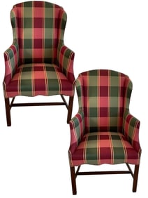 PAIR OF VINTAGE PLAID WINGBACK CHAIRS
