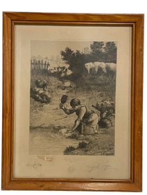 JEAN-FRANCOIS MILLET RURAL SCENE ETCHING 15"