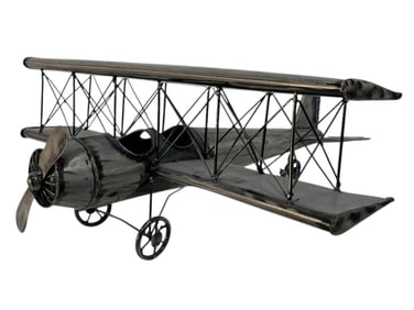 VINTAGE-STYLE METAL BIPLANE MODEL 23"