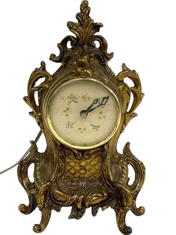ROCOCO REVIVAL ORNATE GILT METAL MANTELCLOCK (1 of 8)