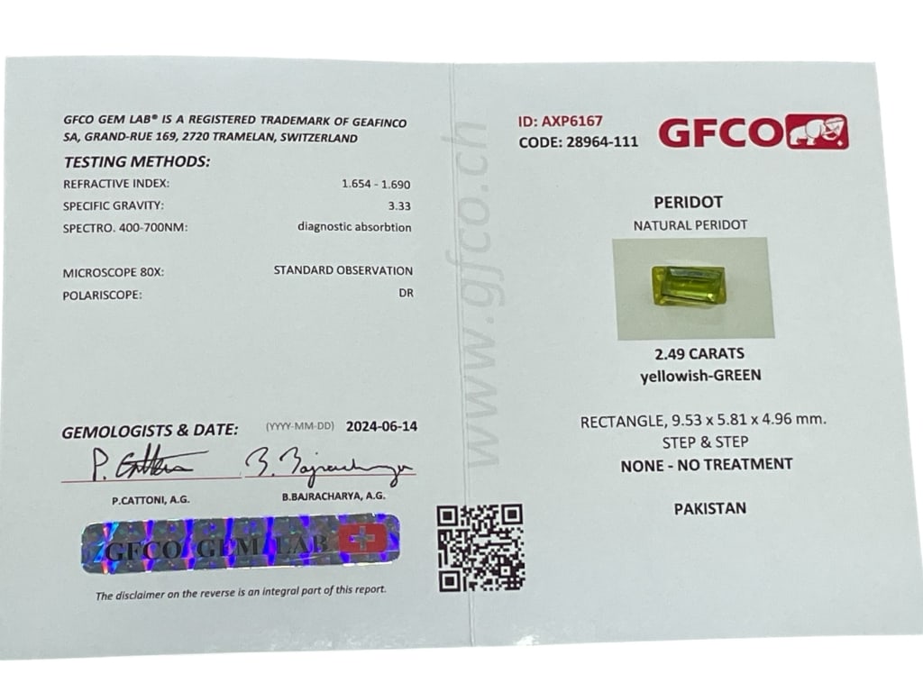 GFCO CERTIFIED 2.49 CARAT NATURAL PERIDOT (1 of 2)