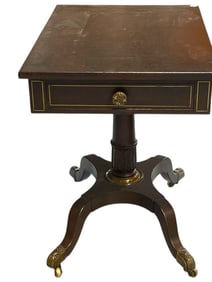 ENGLISH REGENCY PEDESTAL SIDE TABLE WITH DRAWER