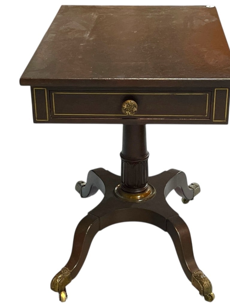 ENGLISH REGENCY PEDESTAL SIDE TABLE WITH DRAWER (1 of 8)