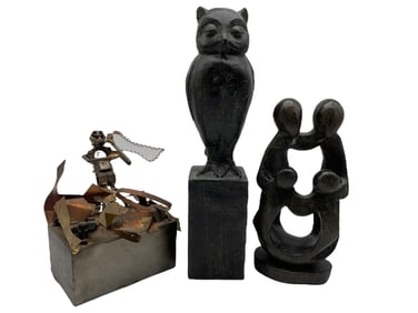 GROUP OF DECORATIVE SCULPTURES MIXED MATERIALS