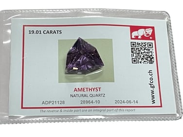GFCO CERTIFIED 19.01 CARAT NATURAL AMETHYST
