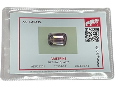 GFCO CERTIFIED 7.55 CARAT NATURAL AMETRINE