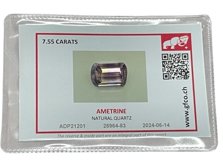 GFCO CERTIFIED 7.55 CARAT NATURAL AMETRINE (1 of 3)