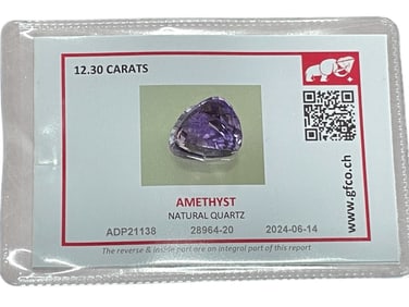GFCO CERTIFIED 12.30 CARAT NATURAL AMETHYST