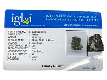 NATURAL SMOKY QUARTZ ROUGH SPECIMEN 13.54 CARATS
