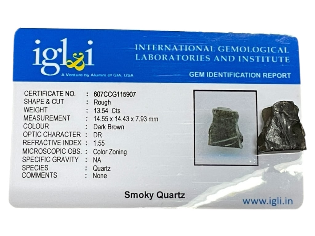 NATURAL SMOKY QUARTZ ROUGH SPECIMEN 13.54 CARATS (1 of 2)