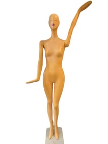 MODERN FEMALE MANNEQUIN SCULPTURE PEACH FINISH