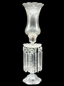 ELEGANT ANTIQUE CUT GLASS PRISM LUSTER 16"