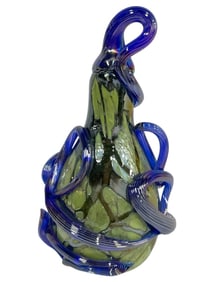 CONTEMPORARY STUDIO ART GLASS GOURD SCULPTURE 8"