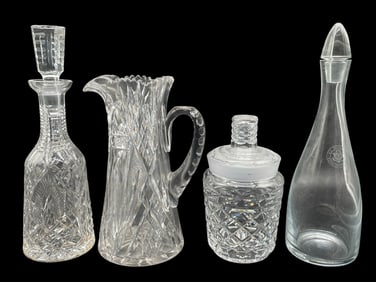 GROUP OF FOUR CUT CRYSTAL & CLEAR GLASS PIECES