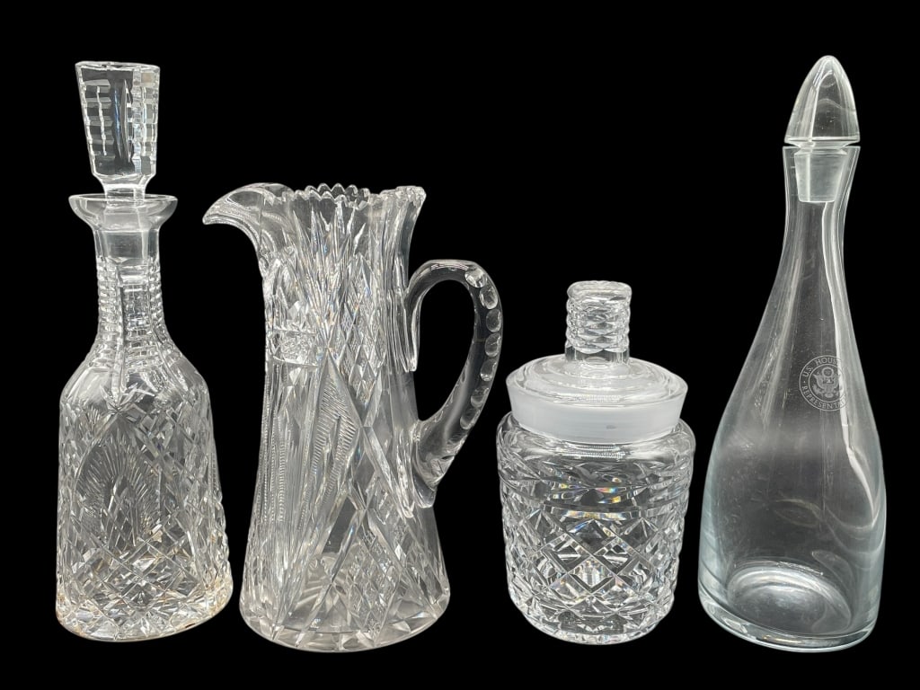 GROUP OF FOUR CUT CRYSTAL & CLEAR GLASS PIECES (1 of 3)
