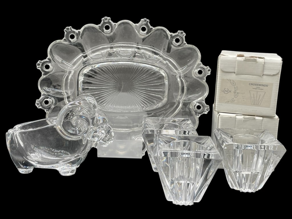 GROUP OF 5 GLASS & CRYSTAL DECORATIVE PIECES (1 of 6)