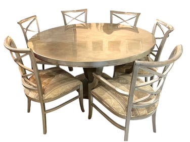 SILVER TRADITIONAL DINING TABLE WITH 6 CHAIRS