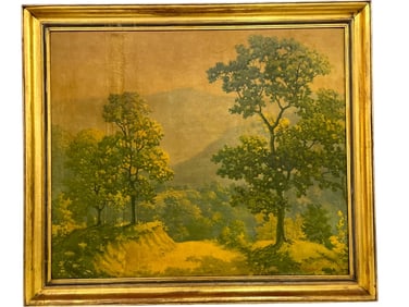 EARLY HILLSIDE LANDSCAPE PAINTING 34"