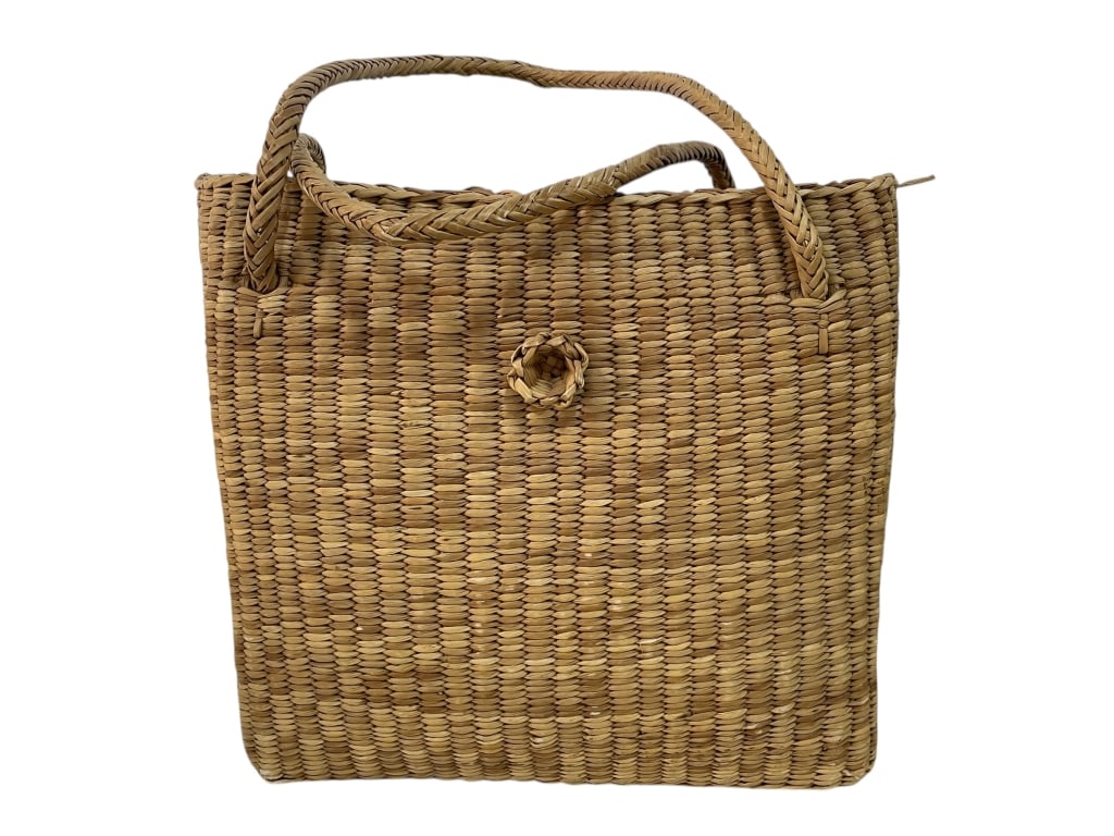 WOVEN NATURAL STRAW TOTE BAG WITH BRAIDED HANDLES (1 of 8)