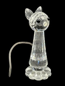SWAROVSKI CRYSTAL CAT FIGURINE W CURVED TAIL 3"