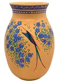 HAND PAINTED POTTERY VASE 9.5"