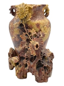 CHINESE SOAPSTONE CARVED VASE 7"
