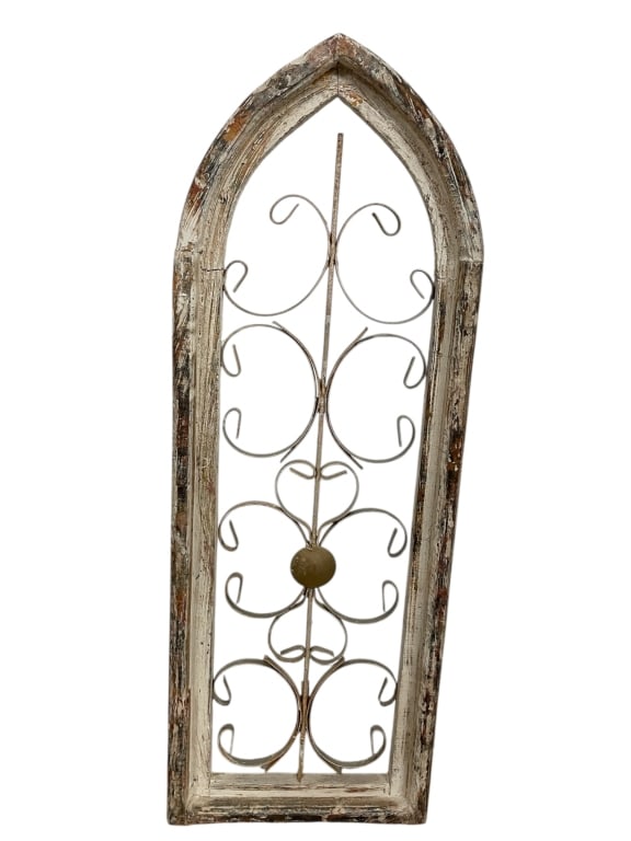 ARCHED WOOD & METAL WALL DECOR PANEL 33" (1 of 5)