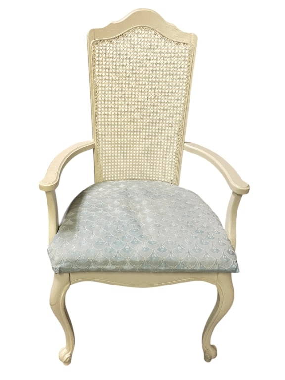 FRENCH PROVINCIAL STYLE CANED BACK ARMCHAIR 39" (1 of 7)