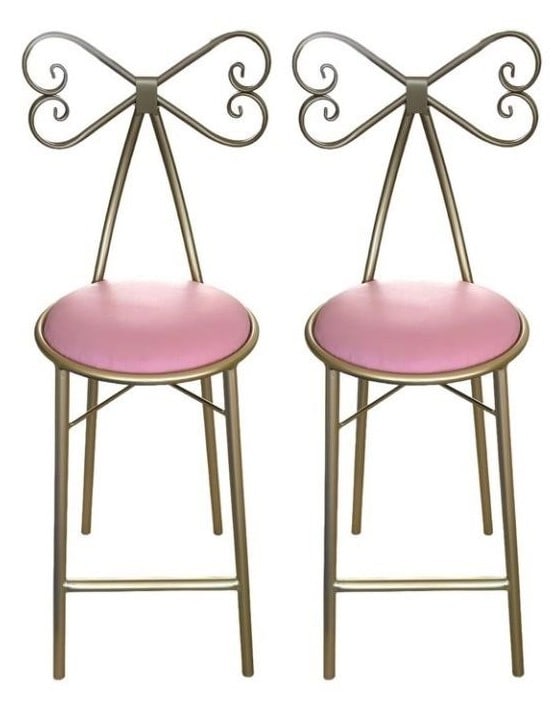 PAIR OF IRON ART PINK DRESSING STOOLS / BAR STOOLS (1 of 4)