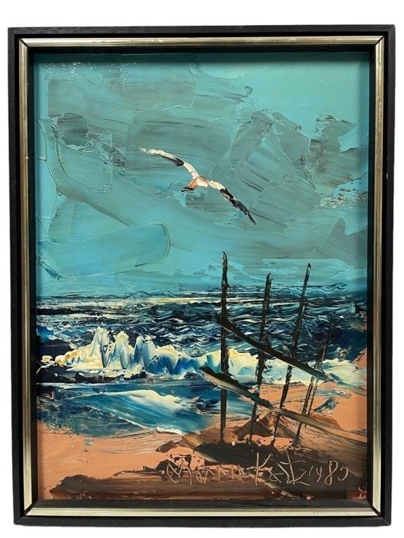 MORRIS KATZ COASTAL OIL PAINTING 17": MORRIS KATZ COASTAL OIL PAINTING -VERY GOOD PRE OWNED CONDITION -DP92923