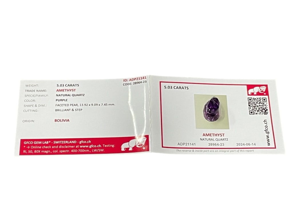 GFCO CERTIFIED 5.03 CARAT NATURAL AMETHYST (1 of 2)