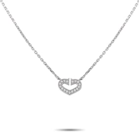 CARTIER 18K WHITE GOLD DIAMOND C HEART NECKLACE  #