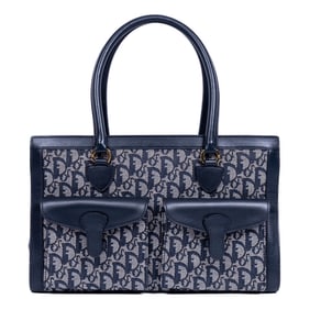 DIOR TROTTER NAVY OBLIQUE DOUBLE POCKET TOTE