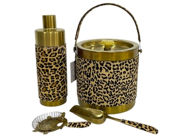 TEXTURED LEOPARD PRINT COCKTAIL SET