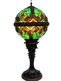 TIFFANY STYLE LEADED GLASS GLOBE TABLE LAMP 26"