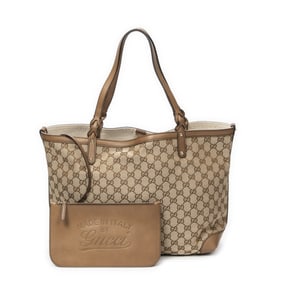 GUCCI MEDIUM CRAFT MONOGRAMMED  TOTE