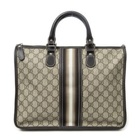 GUCCI VINTAGE BEIGE/DARK BROWN WEB ZIP TOTE