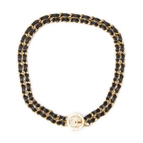 CHANEL CC MEDALLION DOUBLE CHAIN NECKLACE BELT GOL