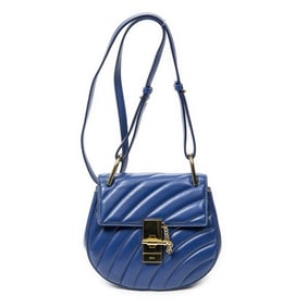 CHLOÉ MINI DREW BIJOU BLUE QUILTED CALFSKIN LEATHE