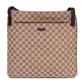 GUCCI BEIGE/BROWN MONOGRAMMED MESSENGER