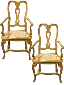 PAIR OF BAKER FURNITURE CARVED QUEEN ANNE CHAIRS
