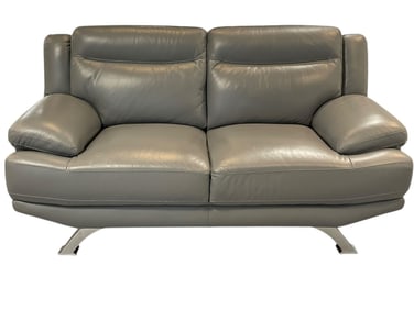 SOFIA VERGARA MODERN GRAY LEATHER LOVESEAT 67"
