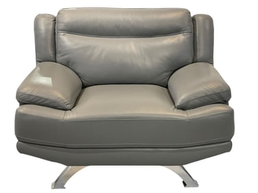 SOFIA VERGARA MODERN GRAY LEATHER LOVESEAT 45"
