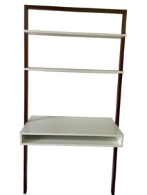 MODERN WOOD AND LACQUER WALL DESK WITH SHELVING