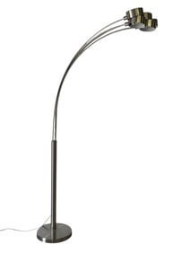 CONTEMPORARY ARC FLOOR LAMP W TRIPLE LIGHT HEADS