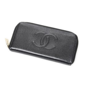 CHANEL TIMELESS ZIP AROUND WALLET BLACK CAVIAR LEA
