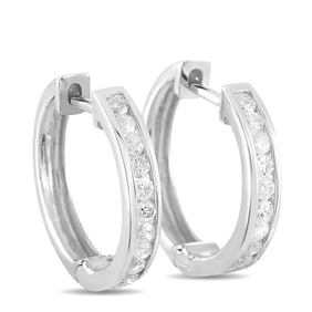 14K WHITE GOLD 0.50CT DIAMOND HOOP EA