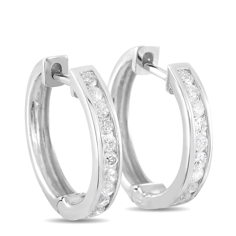 14K WHITE GOLD 0.50CT DIAMOND HOOP EA (1 of 5)