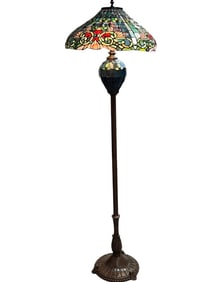 TIFFANY STYLE FLORAL LEAD GLASS FLOOR LAMP 64"