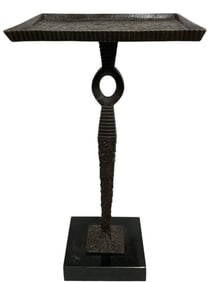 MANNER OF GIACOMETTI  BRONZE & BLACK GRANITE TABLE